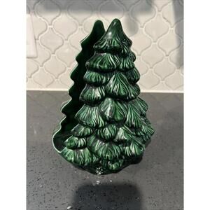 Vintage Holland Mold Ceramic Christmas Tree Napkin Card Holder Holiday Decor